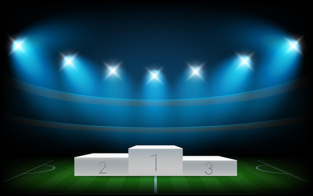 Arena de futebol iluminada com holofotes