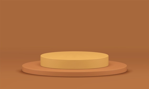 Arena de premiação de cilindro de pódio 3D castanho para celebração de concurso de vitória ilustração vetorial realista