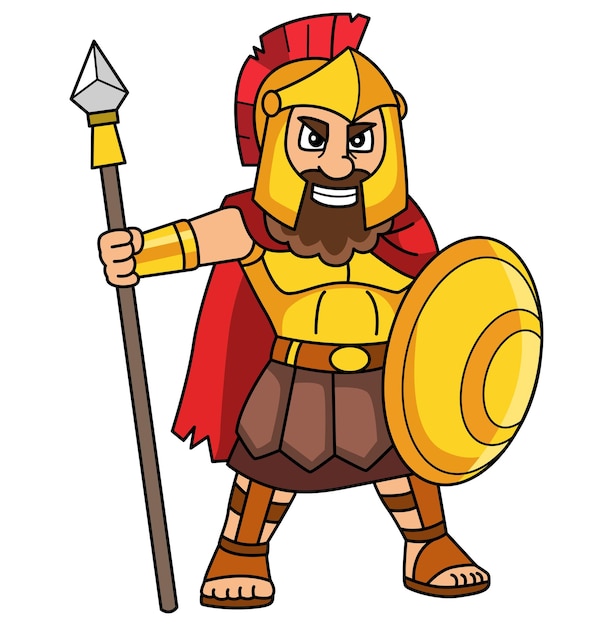 Ares, deus grego, ilustração de desenho animado