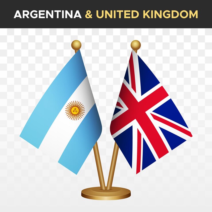 Vetor argentina vs reino unido bandeiras 3d bandeira de mesa de pé bandera de argentina