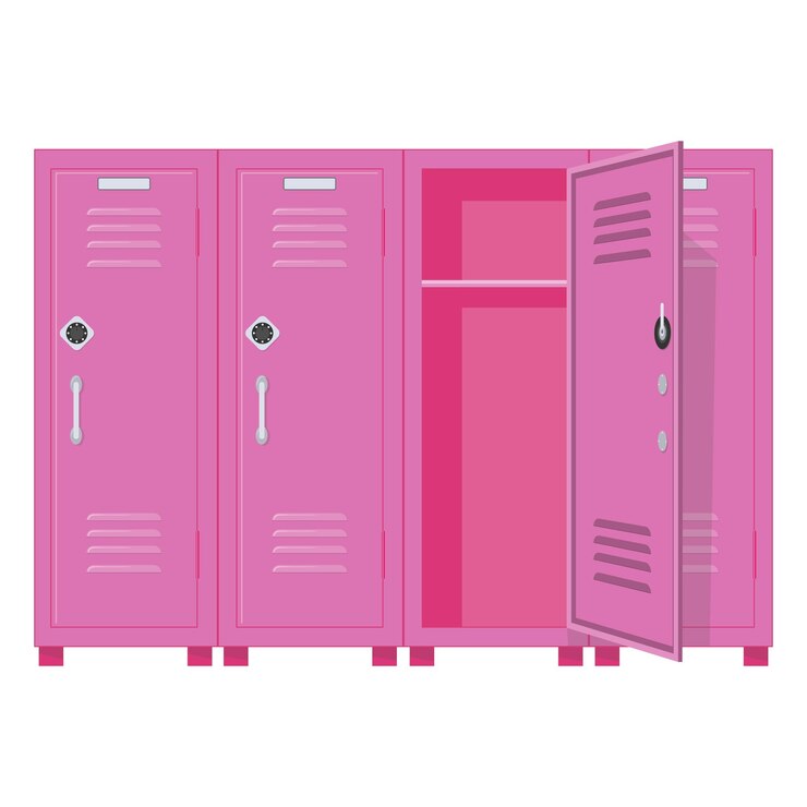 Vetor armários rosados modernos com porta aberta