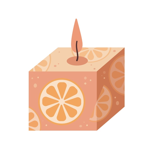 Vetor aromaterapia queima vela com suplemento de citrinos isolado em fundo branco ilustração vetorial