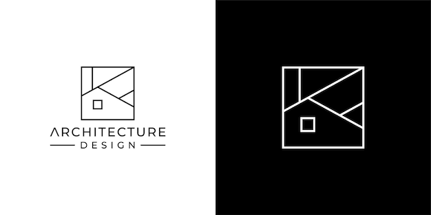 Arquitetura criativa logotipo arquiteto casa construção arquitetônica com contorno linear
