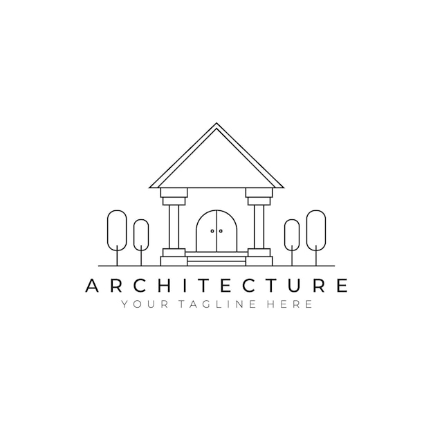 Arquitetura logotipo linha arte ilustração vetorial design criativo ao ar livre natureza construção minimalista
