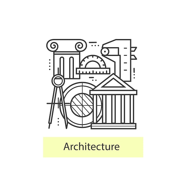 Arquitetura moderna de ícones de linha fina