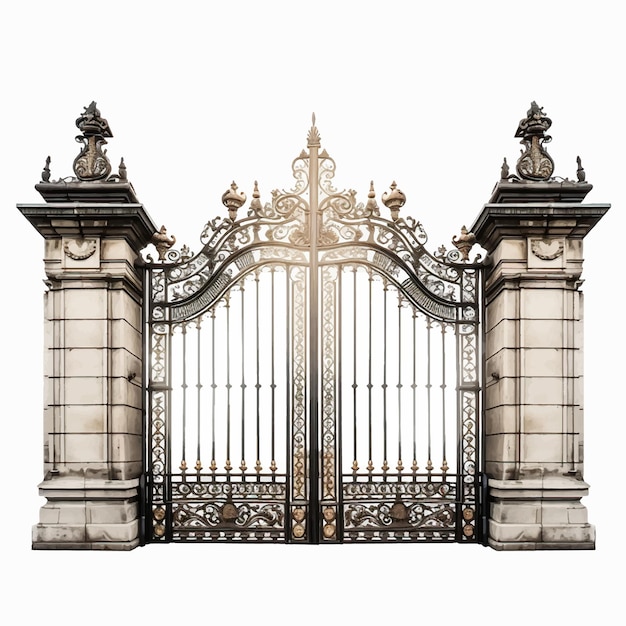 Vetor arquitetura portão palácio turismo viagens ouro ferro marco parque europa entrada edifício dourado r
