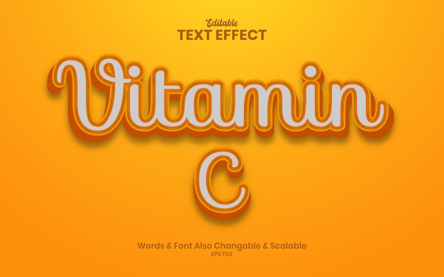 Arquivo eps de efeito de texto 3d editável completo de vitamina c