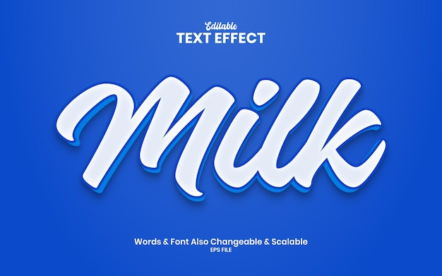 Arquivo eps de estilo de texto de leite 3d