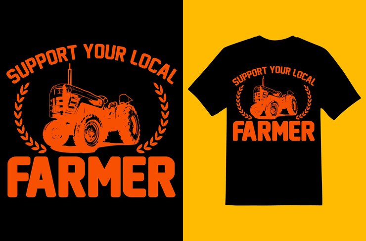 Arquivo eps de modelo de design de camiseta de agricultor
