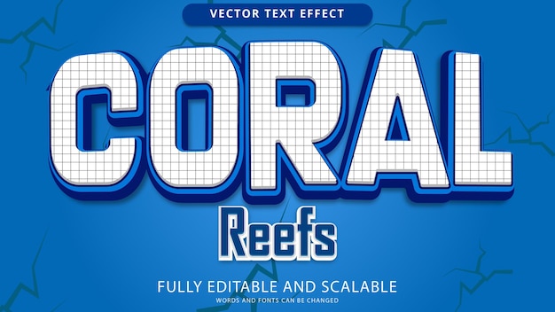 Arquivo eps editável de efeito de texto de recife de coral