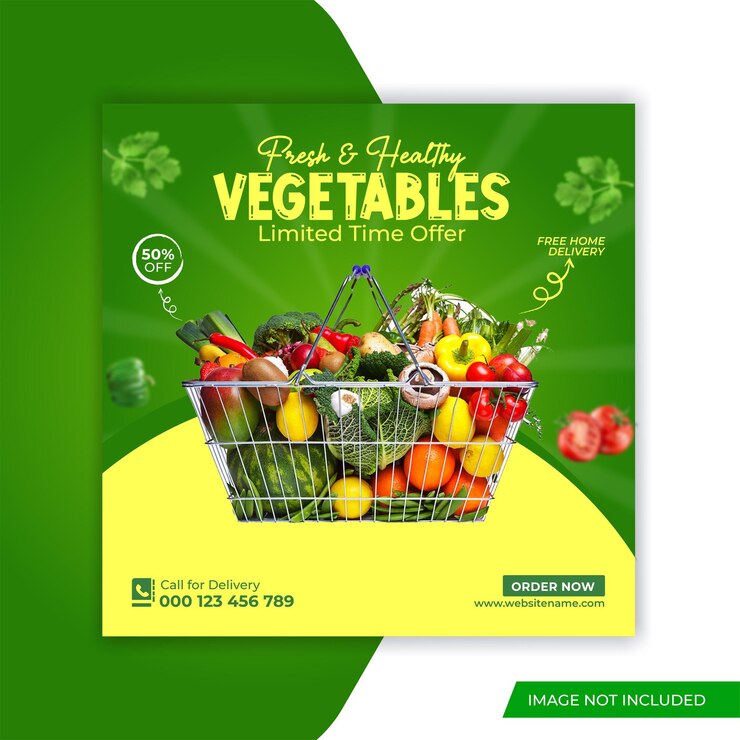 Arquivo principal Banner de promoção de mídia social de legumes e design de postagem do instagram