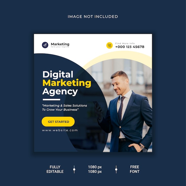 Arquivo vetorial de design de modelo de postagem social de agência de marketing digital