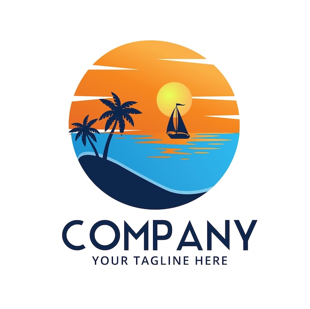 Arquivo vetorial de modelo de logotipo de praia em viagem