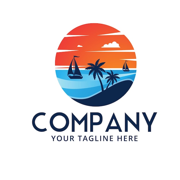 Arquivo vetorial de modelo de logotipo de praia em viagem