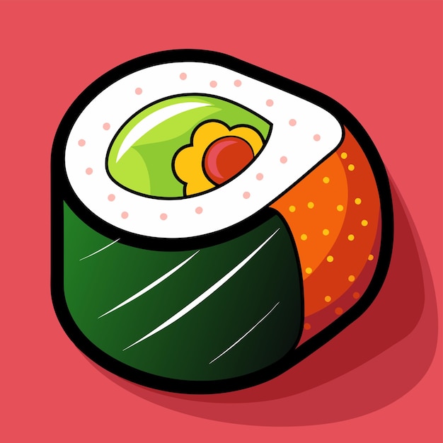 Arquivo vetorial de rolo de sushi japonês com fundo branco
