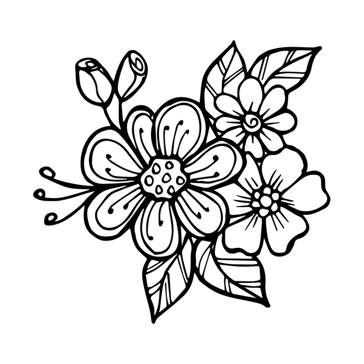 Vetor arranjo de flores desenhado a mão