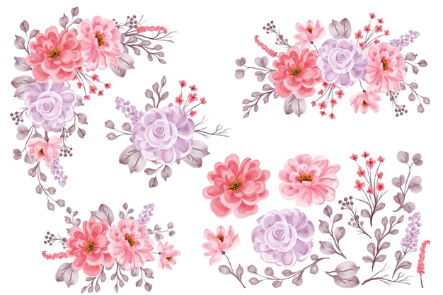 Arranjo de flores e clipart de flores isoladas