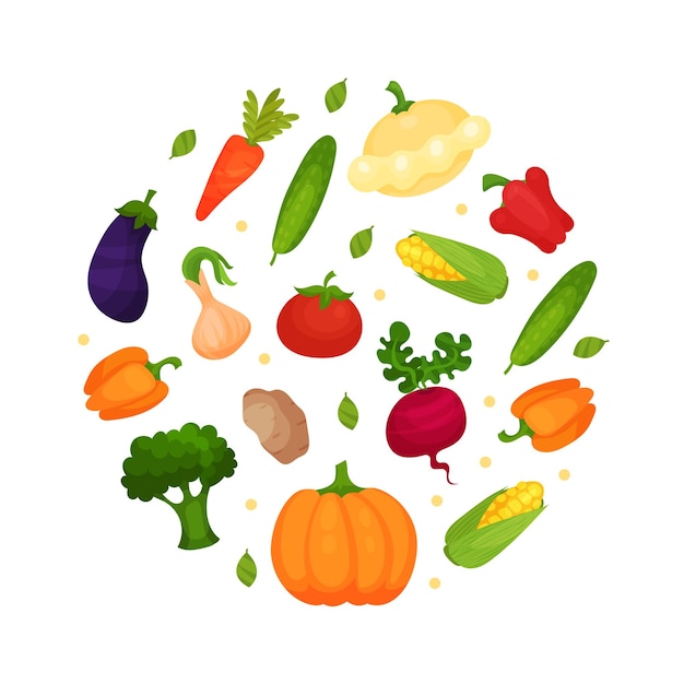 Arranjo de rodada de vetores para alimentos orgânicos e produtos ecológicos
