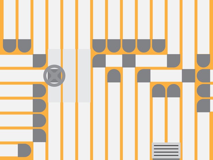 Vetor arranjo de tubos em uma ilustração vetorial de design plano pode ser usado para papel de parede de fundos