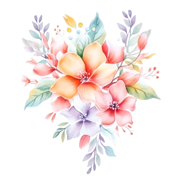 Vetor arranjos florais de fadas sonhadoras em aquarela pastel suave clipart