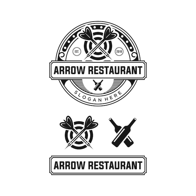 Arrow restaurant logo design premium template stock