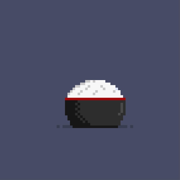 Arroz em uma tigela com estilo pixel