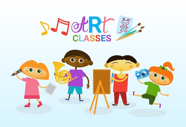 Vetor art classes for kids logo