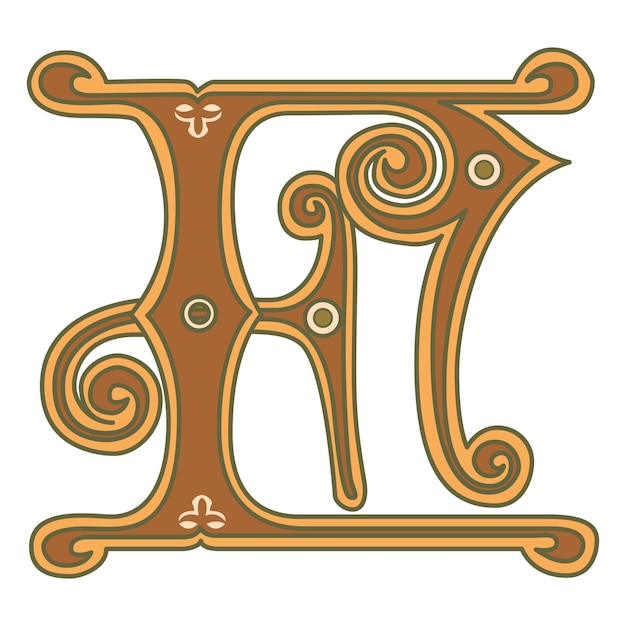 Art ginger inicial caps font capital letter f vetor design ilustração