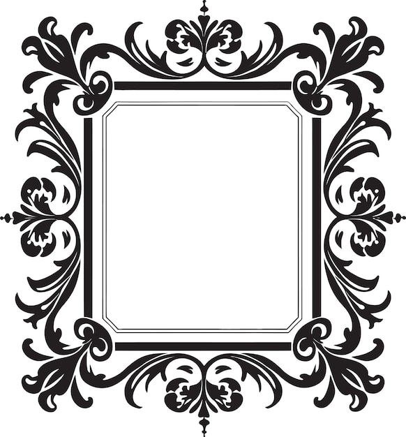 Vetor art nouveau noir black frame logo icon design em vector harmonious blend decorative frame vector em