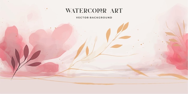 Vetor arte abstrata botânica vector de fundo rosa papel de parede de luxo com tonalidade rosa e terra aquarela árvore de flores de folhas e brilho dourado design minimalista para embalagem de texto impressões decoração de parede