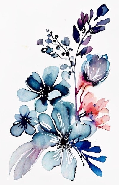 Vetor arte abstrata de cavalos ilustração vetorial de fundo aquarela flores plantas e animais