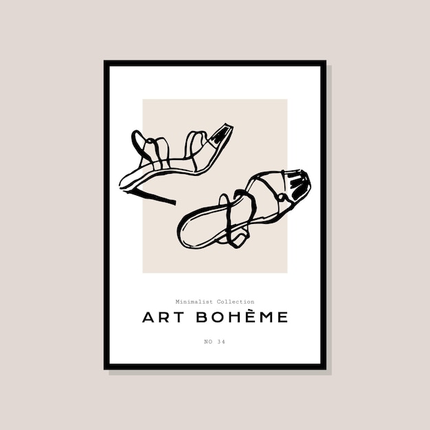 Arte abstrata estilo boho imprime pôster para coleção de arte de parede