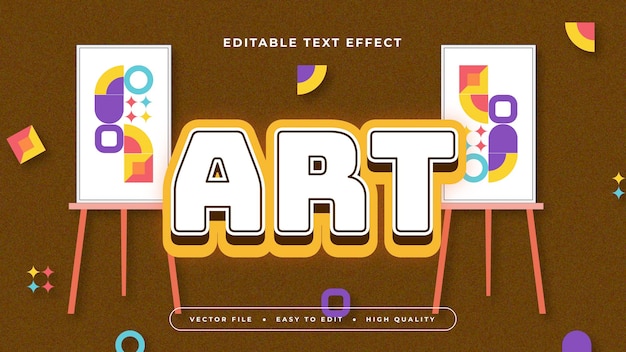 Arte colorida estilo de fonte de efeito de texto 3D editável