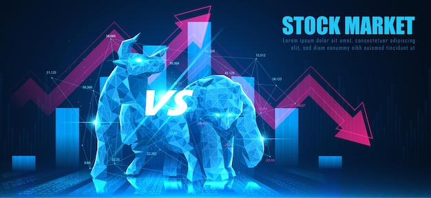 Vetor arte conceitual de bearish em uma ideia futurística adequada para marketing de ações ou investimento financeiro