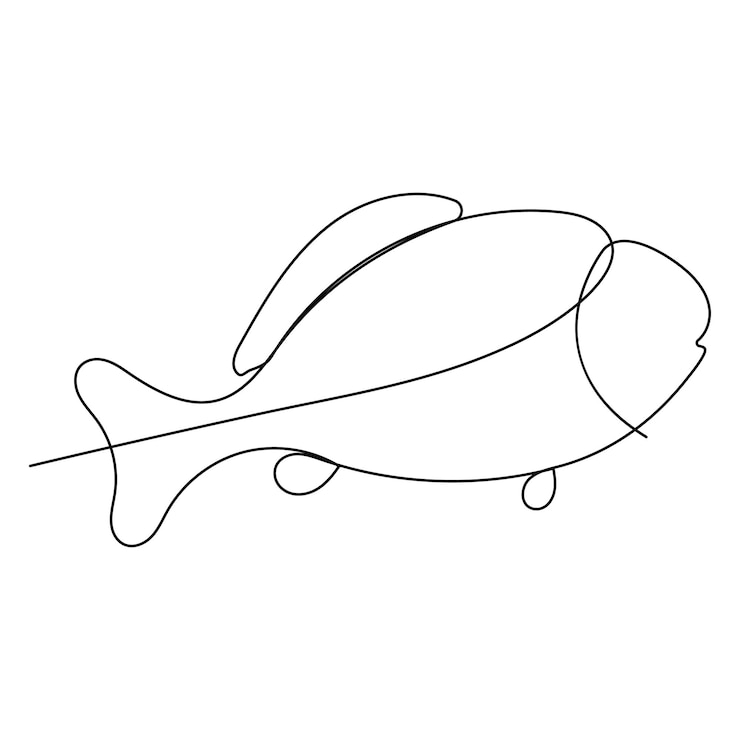Vetor arte contínua de linha única de peixe peixe bonito um vetor de desenho de linha e ilustração