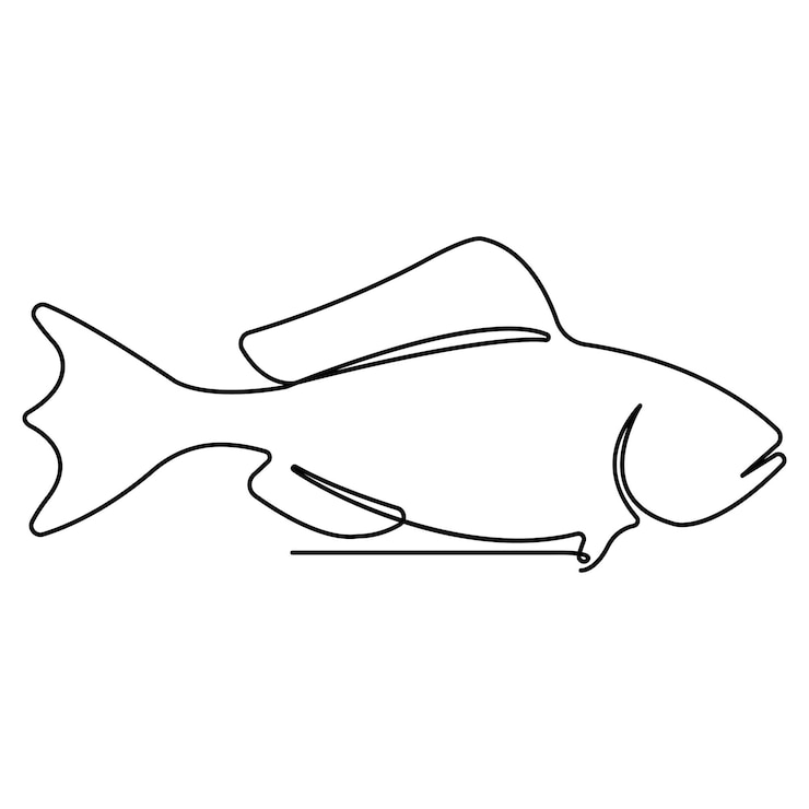 Vetor arte contínua de linha única de peixe peixe bonito vetor de desenho de uma linha e ilustração