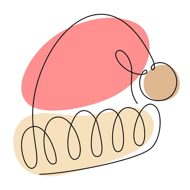 Arte contínua de uma linha de chapéu de natal. estilo linear e logotipo desenhado à mão. conceito de feliz natal e feliz ano novo.