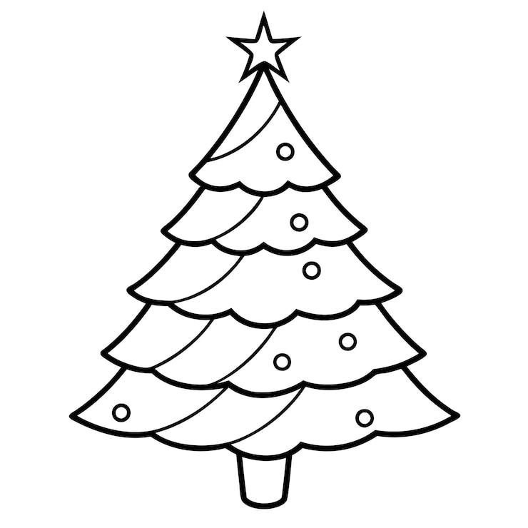 Vetor arte da linha da árvore de natal branca ilustração de festas coloridas