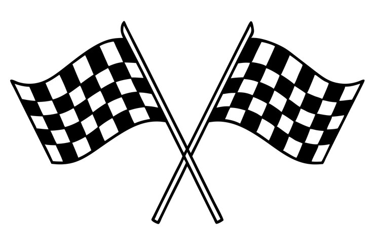 Vetor arte da linha de bandeira simples iconografia da pista de corrida
