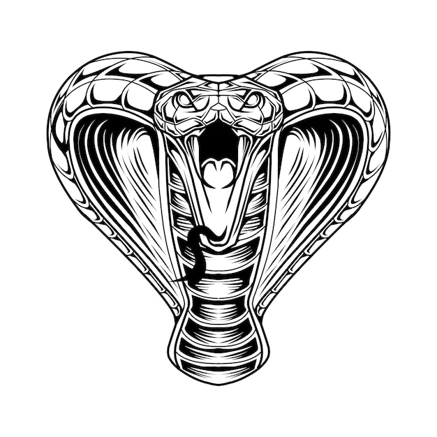 Vetor arte da linha do logotipo do mascote da cabeça de king cobra