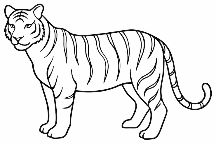 Vetor arte da linha do tigre