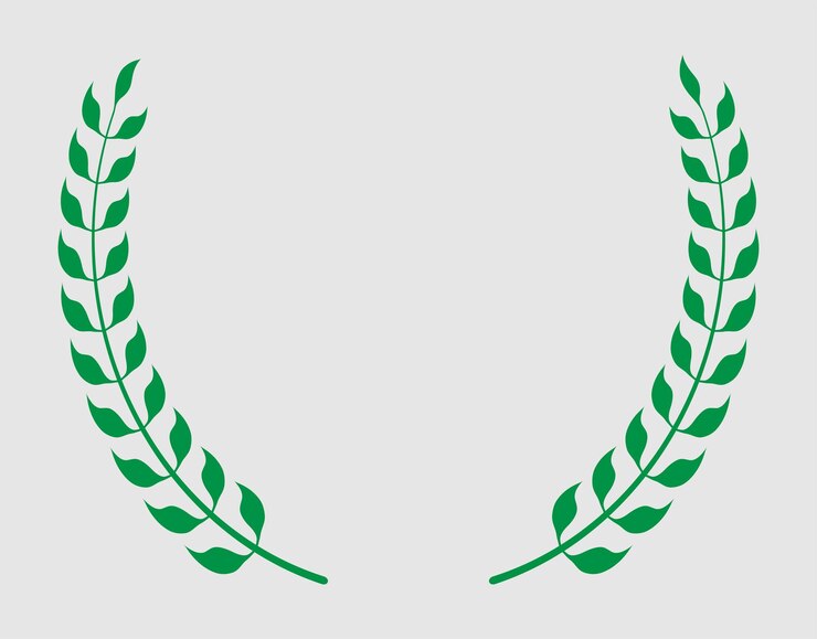 Vetor arte de círculo de folhas de coroa verde natural para o troféu do vencedor