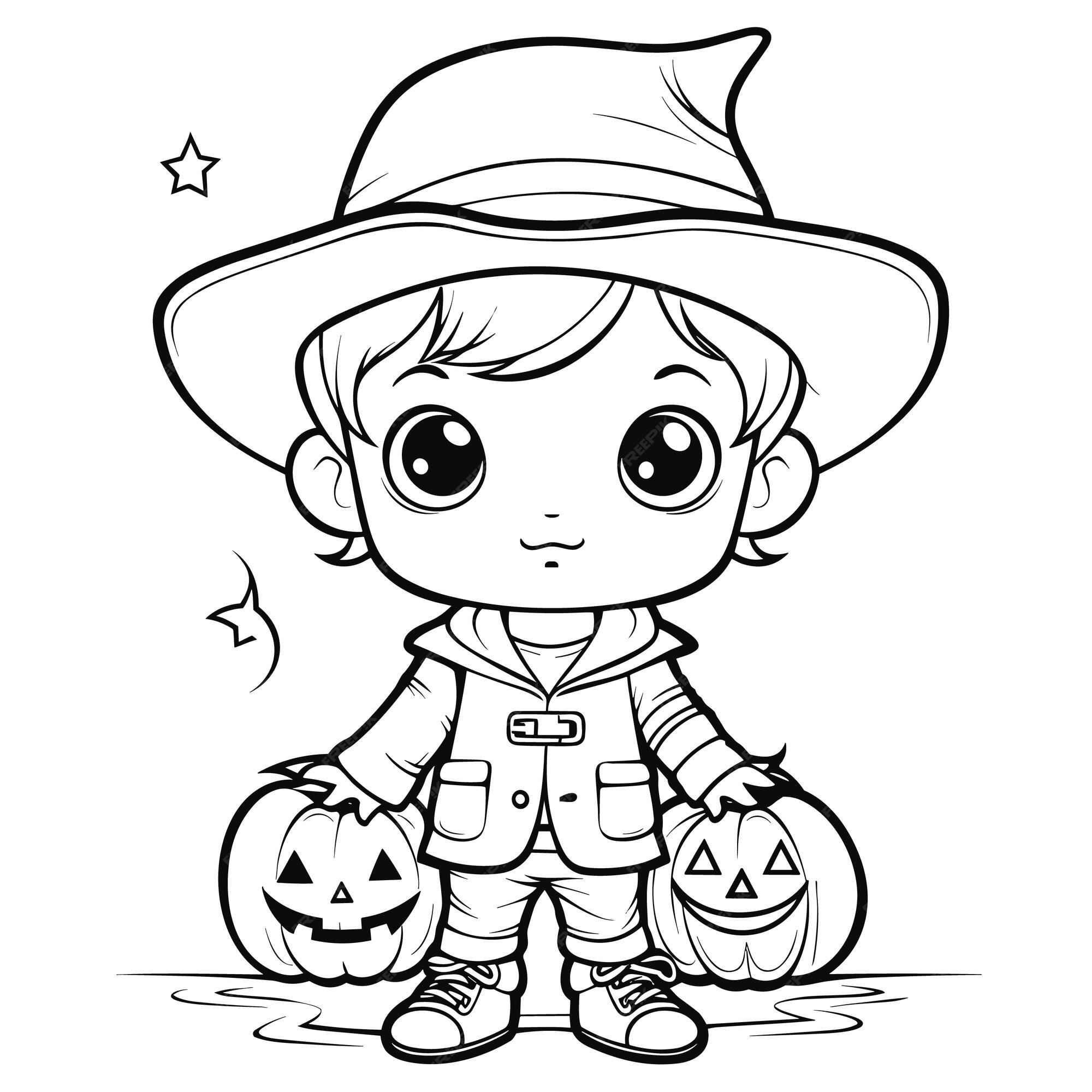 desenhos de halloween para colorir 9402886 Vetor no Vecteezy