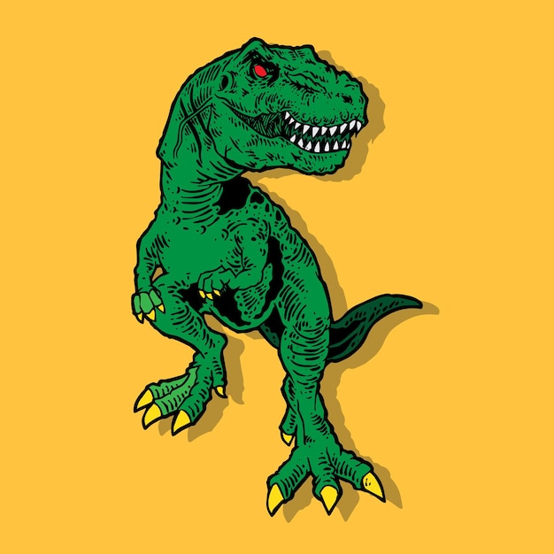 Arte de dinossauro funky para logotipo de pôster e modelo 001