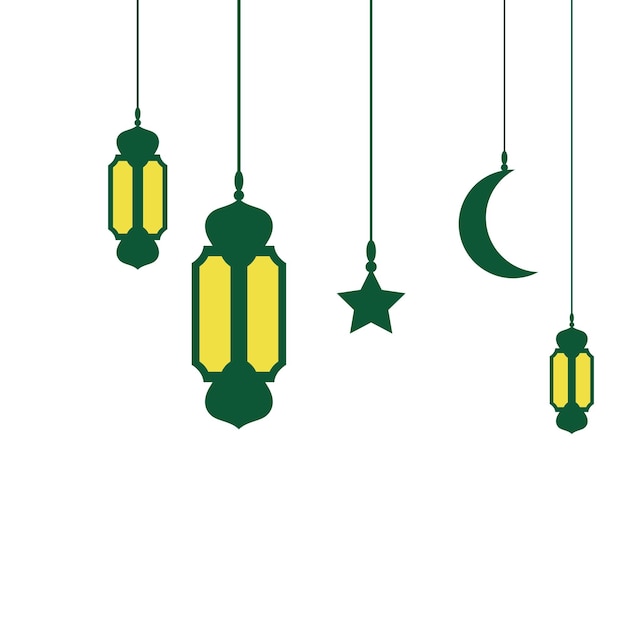 Arte de fundo islâmica com design de ilustração vetorial de lâmpada de lanterna
