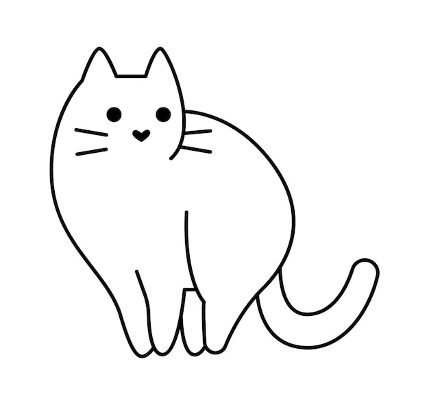 Arte de ícone de linha de gatinho fofo pequeno gato brincalhão