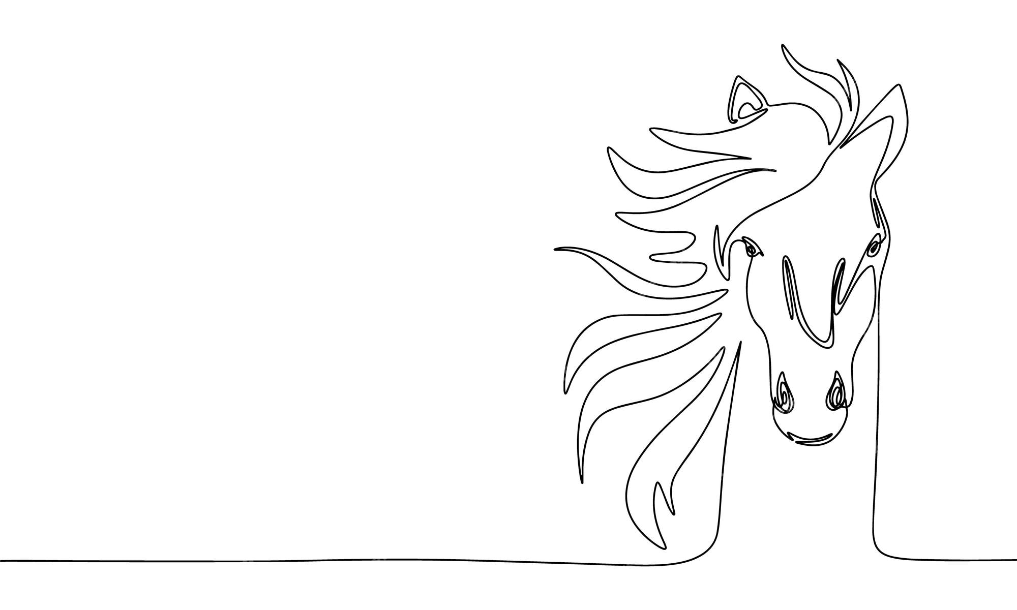 Desenho Linha Contínua Cabeça Cavalo Cabeça Cavalo Desenho Linha Design  imagem vetorial de hendripiss© 550785530