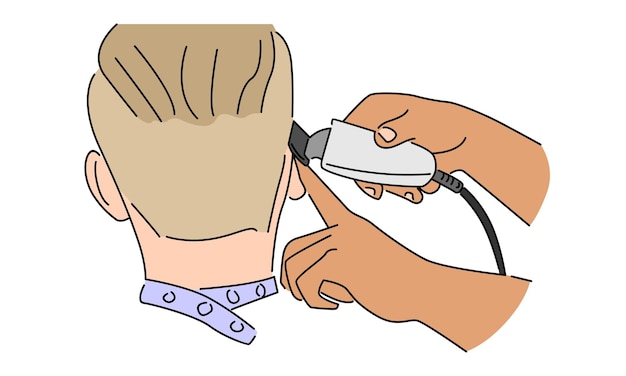arte de linha cor do conceito de barbearia