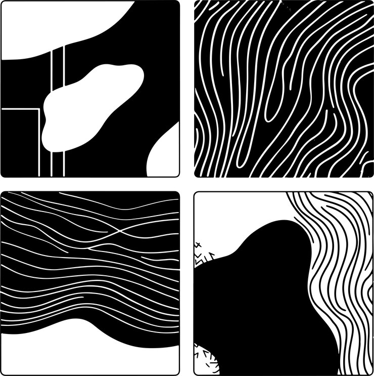 Vetor arte de linha de bandeira abstrata silhueta ilustração vetorial em preto e branco
