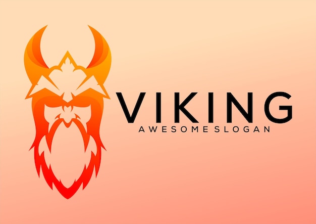Arte de linha de design de logotipo Viking colorida